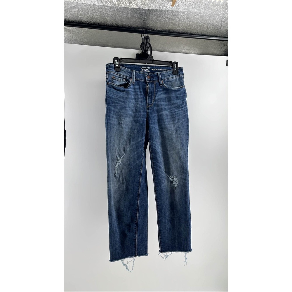 Levi Strauss Women's High-Rise Slim Crop Jeans Distressed sz 4
